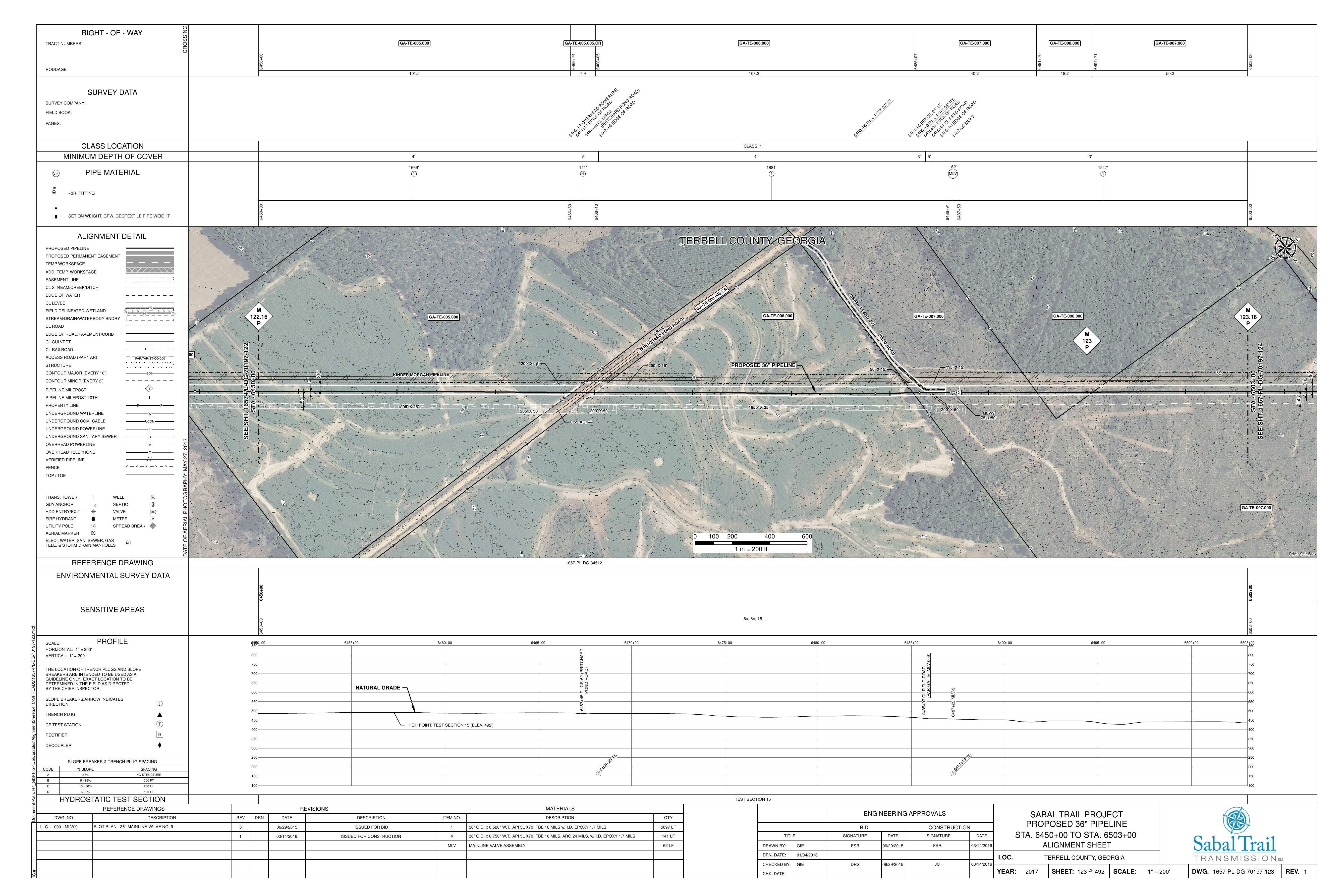 1657-PL-DG-70197-123, STA. 6450+00 TO STA. 6503+00, MP 122.16, MP 123, MP 123.16, POND ROAD), KINDER MORGAN PIPELINE, TERRELL COUNTY, GEORGIA