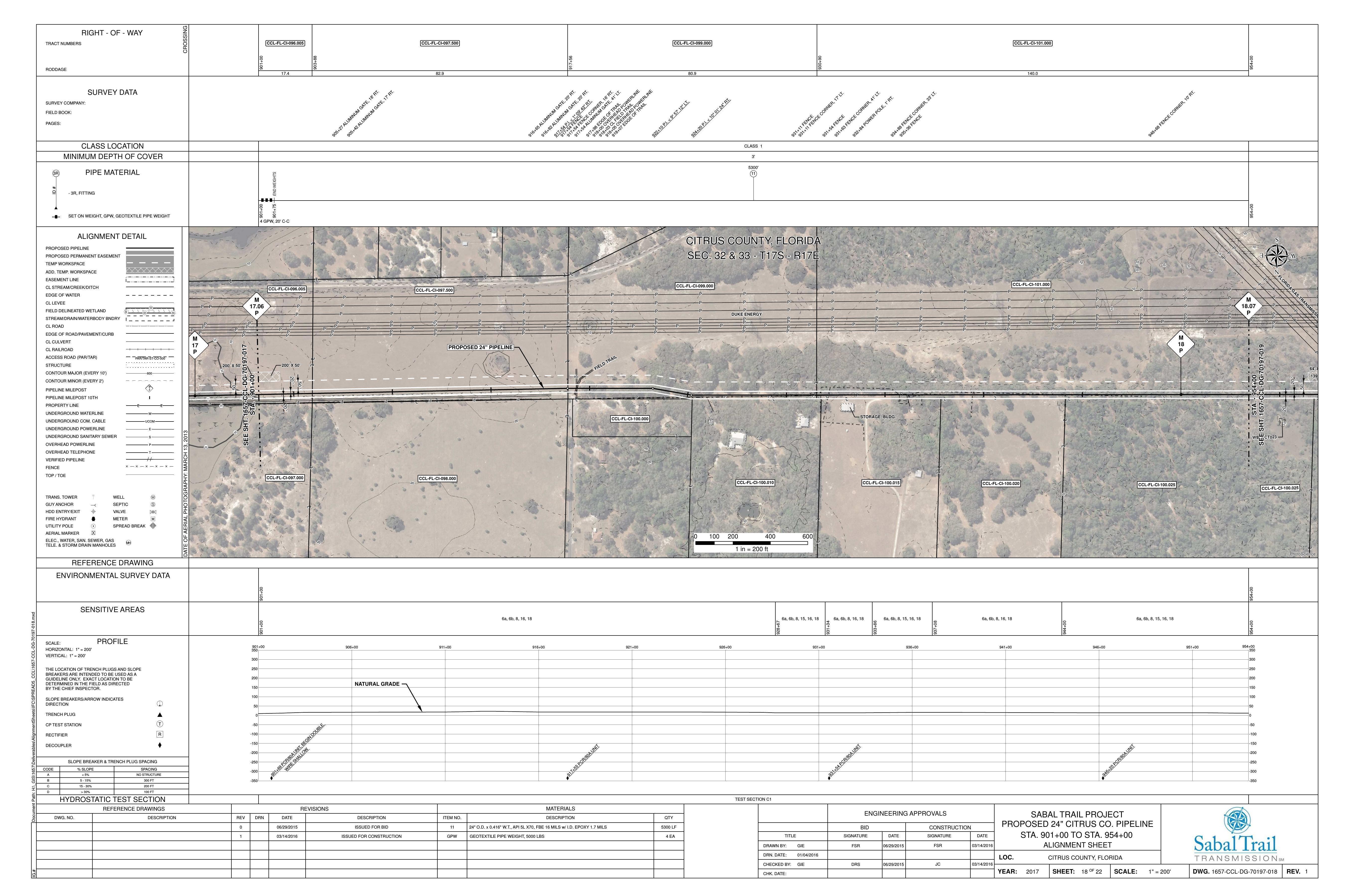 1657-CCL-DG-70197-018, STA. 901+00 TO STA. 954+00, 10272 W Limerick Ln, Crystal River, FL 34428, PROPOSED 24-inch CITRUS CO. PIPELINE, CITRUS COUNTY, FLORIDA, 28.964089, -82.604926