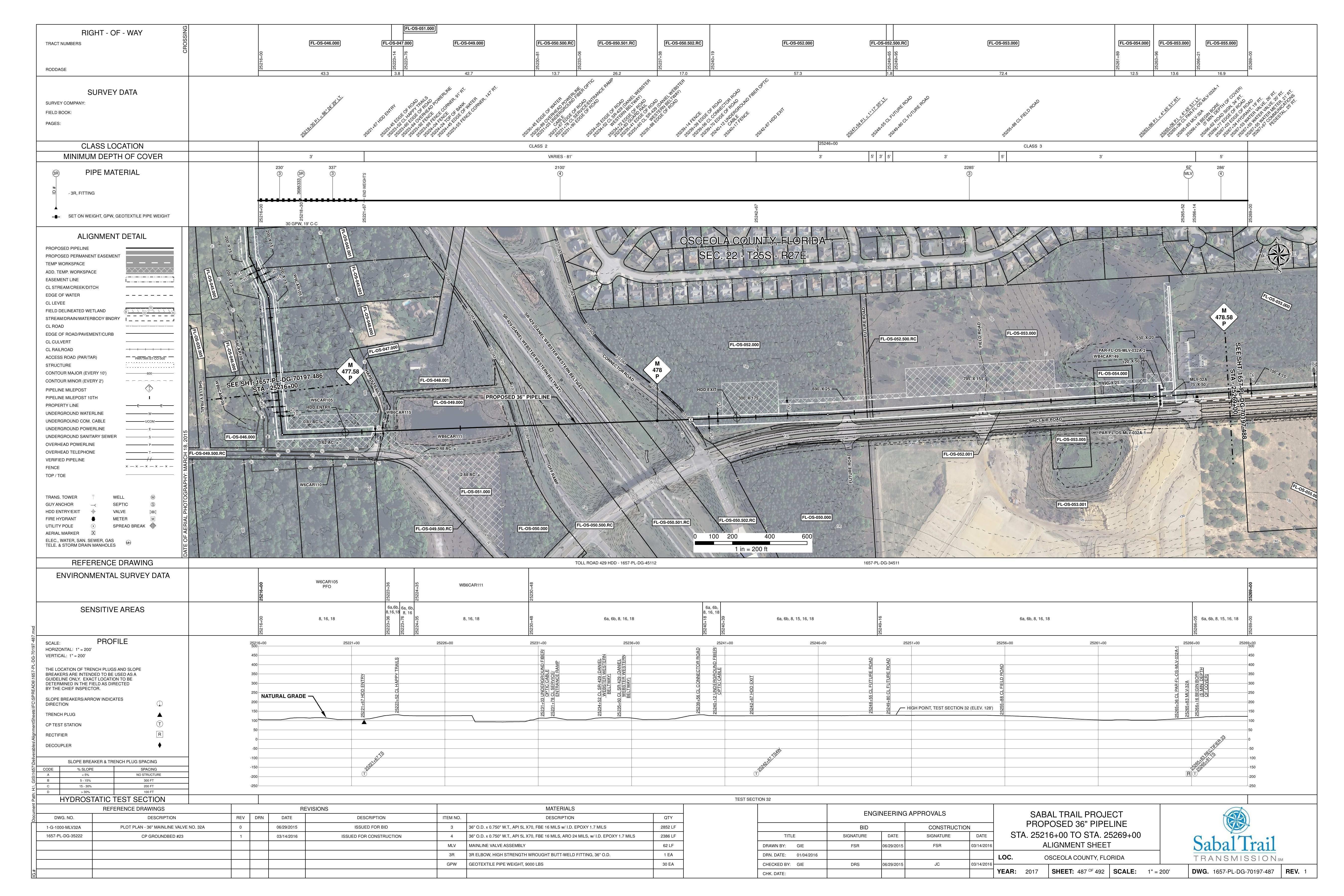 1657-PL-DG-70197-487, STA. 25216+00 TO STA. 25269+00, MP 478, MP 478.58, FUTURE ROAD, SINCLAIR ROAD, TOLL ROAD 429 HDD - 1657-PL-DG-45112, 25249+80 CL FUTURE ROAD, 25248+55 CL FUTURE ROAD, 25239+56 CL CONNECTOR ROAD, 25235+60 CL SR-429 (DANIEL, 25234+52 CL SR-429 (DANIEL, OSCEOLA COUNTY, FLORIDA