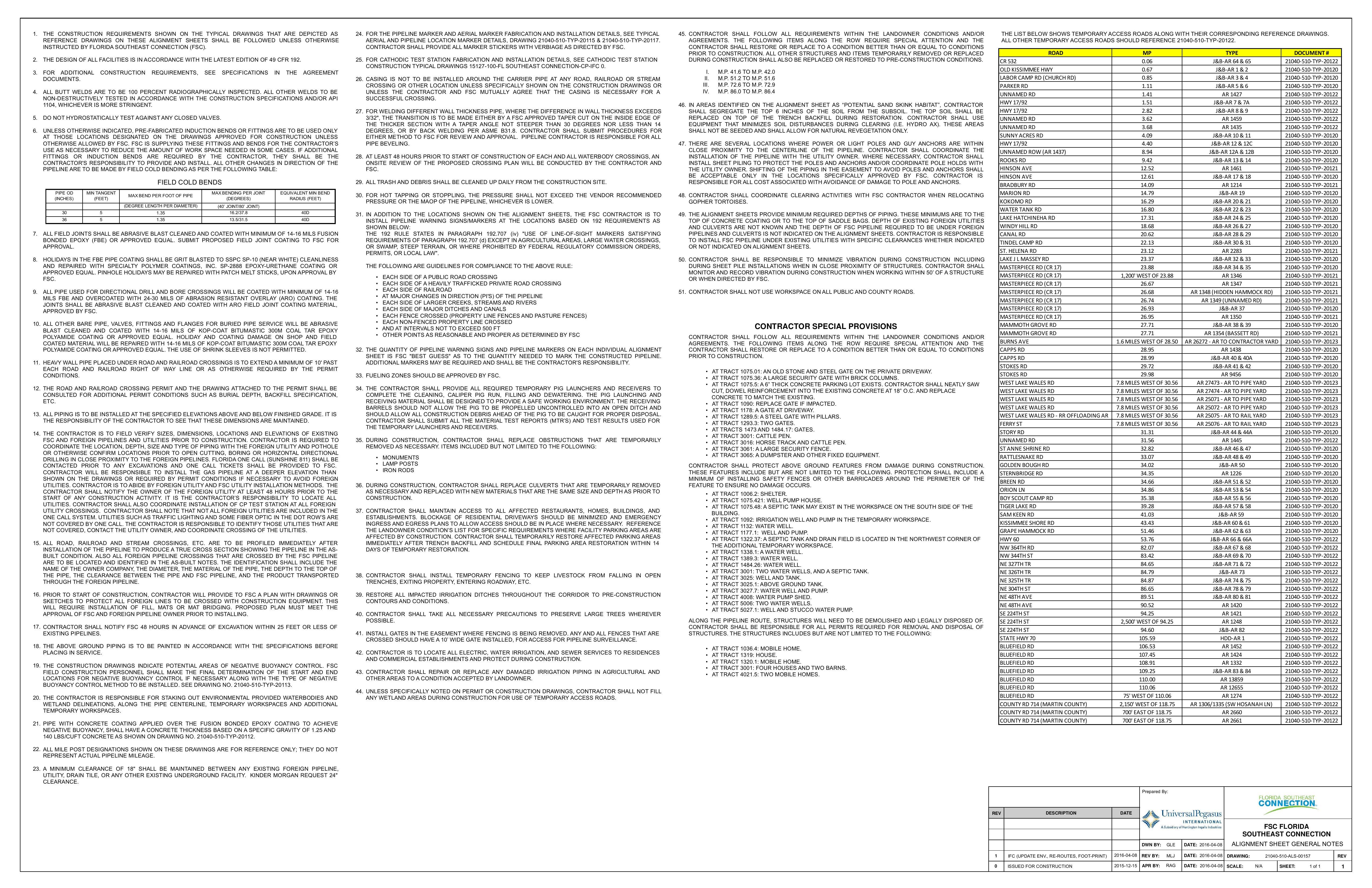 21040-510-ALS-00157 Alignment Sheet General Notes