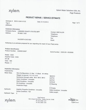 [xylem Product Repair / Service Estimate (1 of 4)]