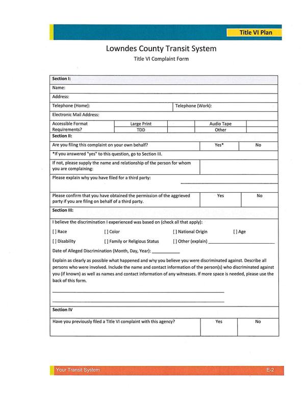 Title VI Complaint Form