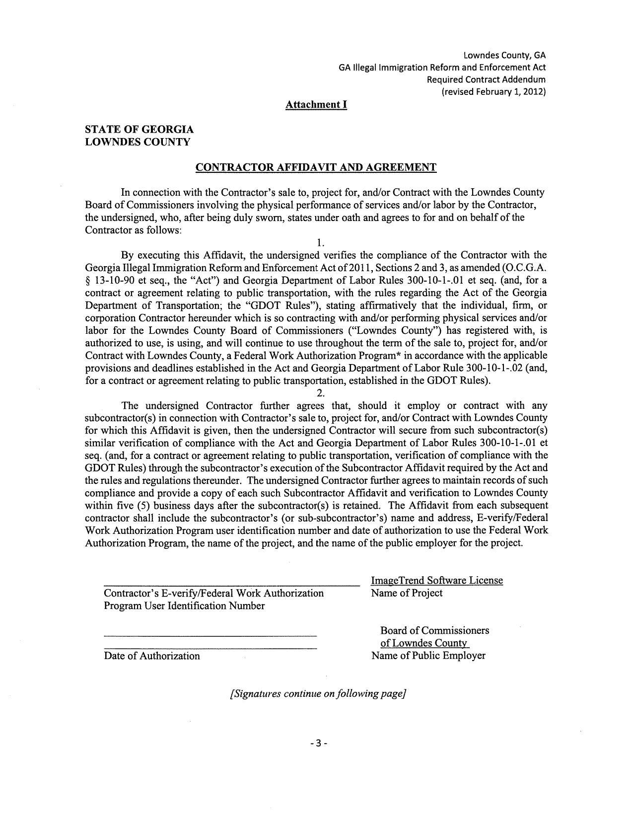 CONTRACTOR AFFIDAVIT AND AGREEMENT