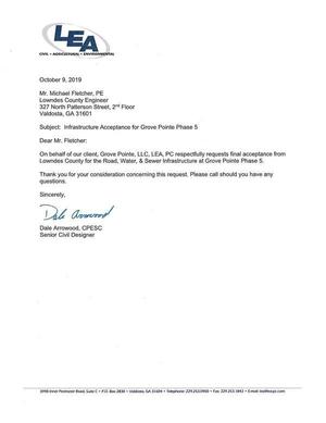 [Letter on behalf of Grove Pointe LLC]