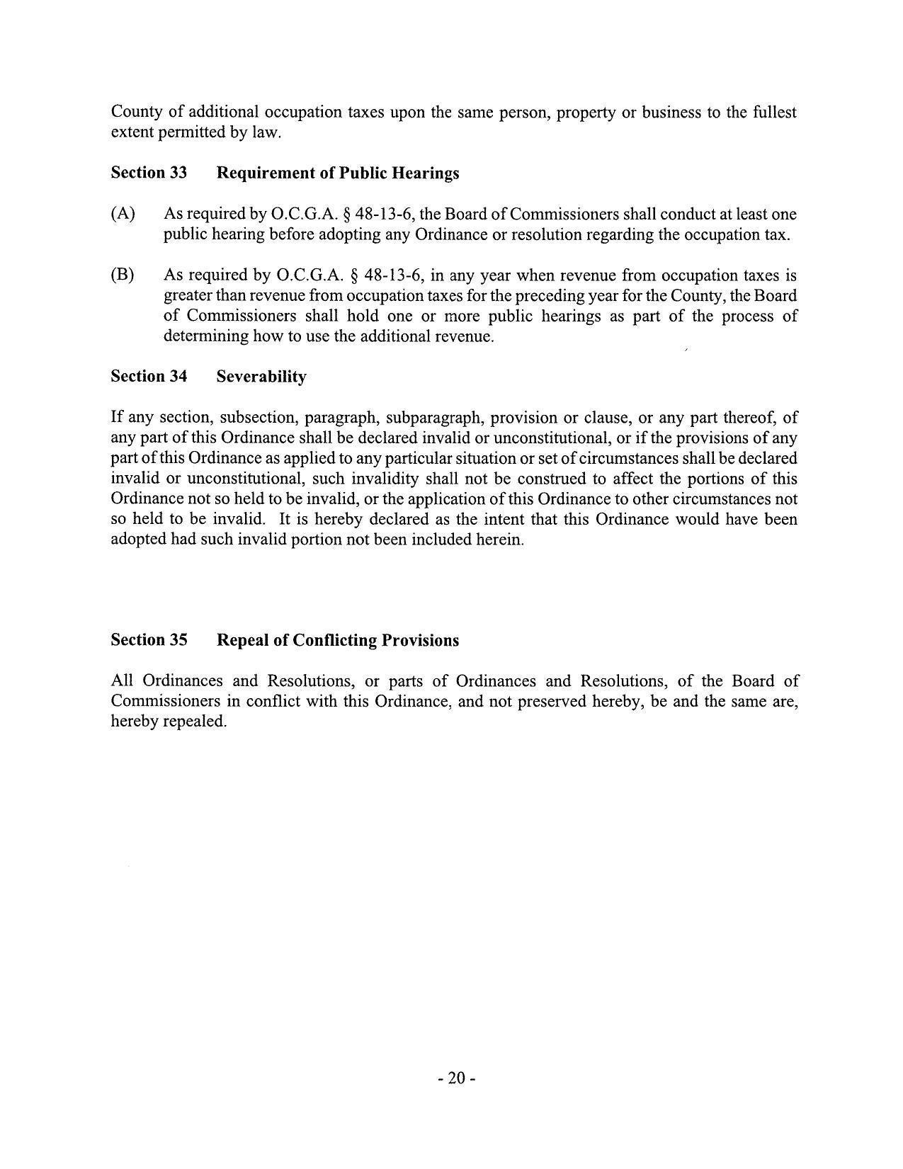 Section 33. Requirement of Public Hearings