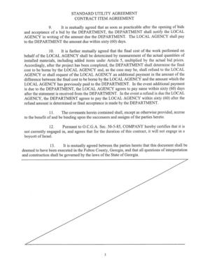 [STANDARD UTILITY AGREEMENT]