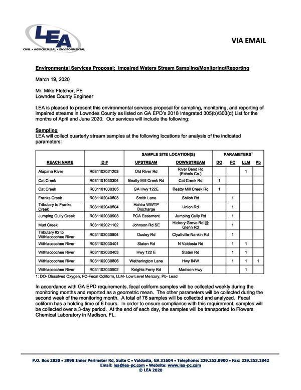 Sample Site Locations & weekly Fecal coliform via Flowers Lab