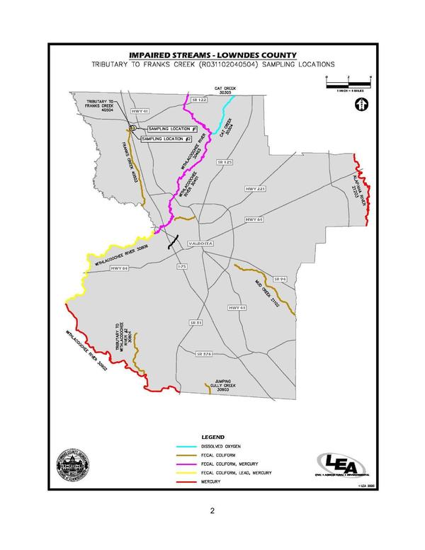 Map: TRIBUTARY TO FRANKS CREEK (R031102040504) SAMPLING LOCATIONS