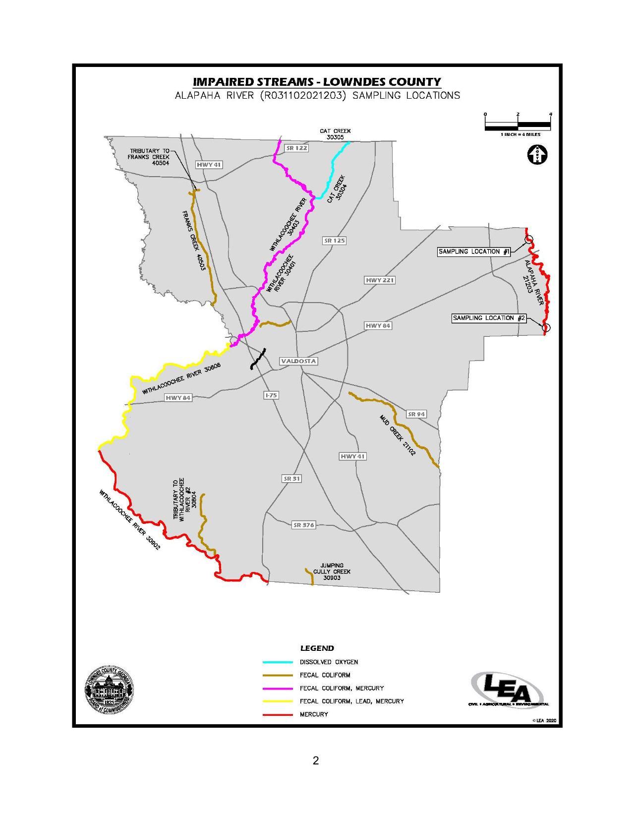 Map: ALAPAHA RIVER (R031102021203) SAMPLING LOCATIONS