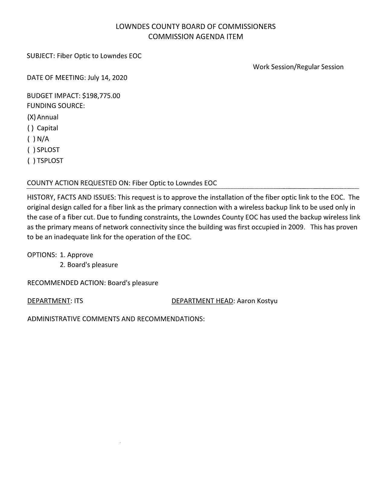 BUDGET IMPACT: $198,775.00