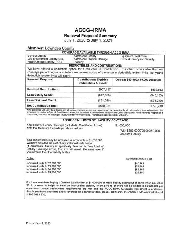 coverage period begins and before we receive notice of a change in deductible and/or limits, last year's