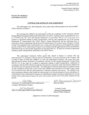 [CONTRACTOR AFFIDAVIT AND AGREEMENT]