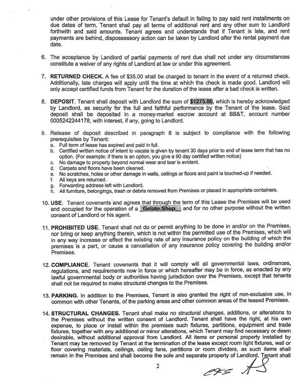 b. Certified written notice of intent to vacate is given by tenant 30 days prior to end of lease term that has no