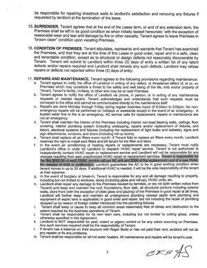 [h. Landlord shall repair any damage to the Premises caused by termites, or dry rot (with written notice from]