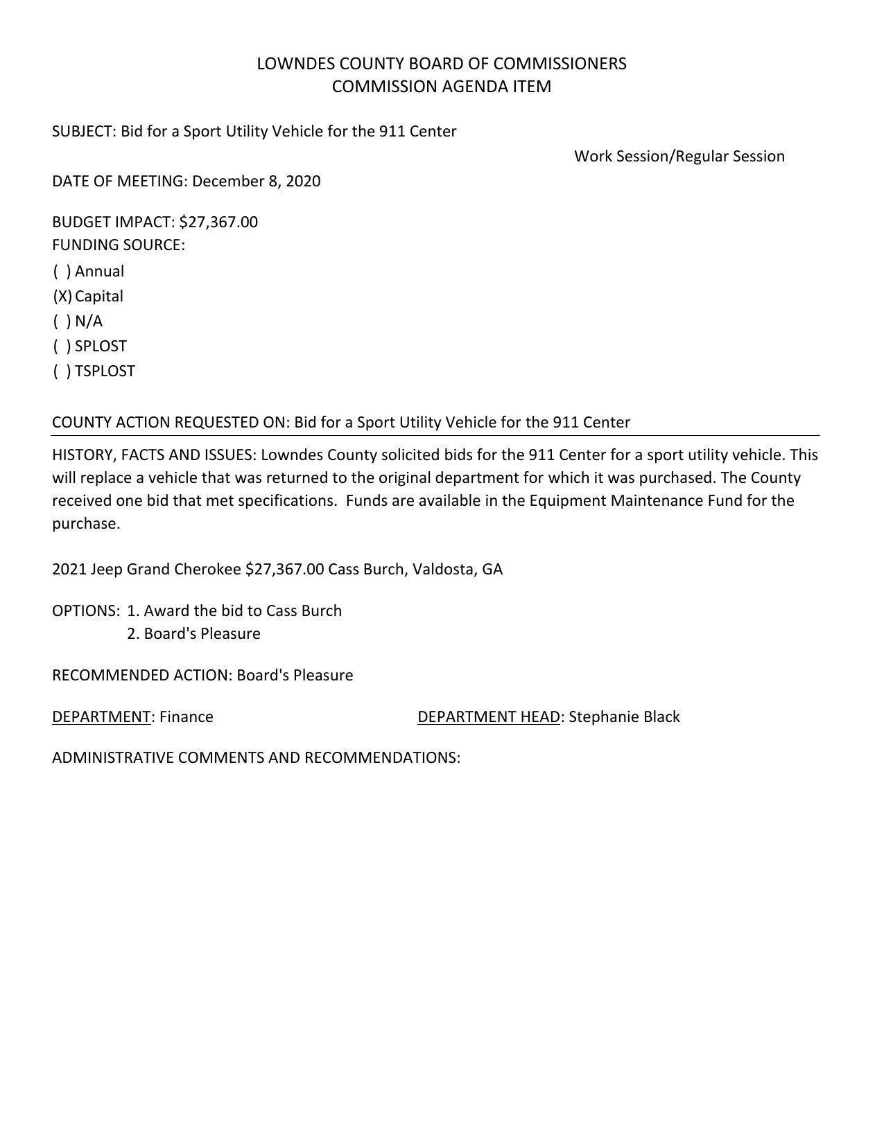 BUDGET IMPACT: $27,367.00