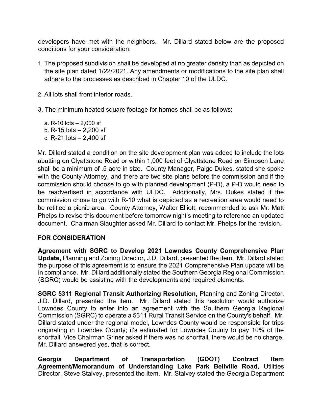 Agreement with SGRC to Develop 2021 Lowndes County Comprehensive Plan Update