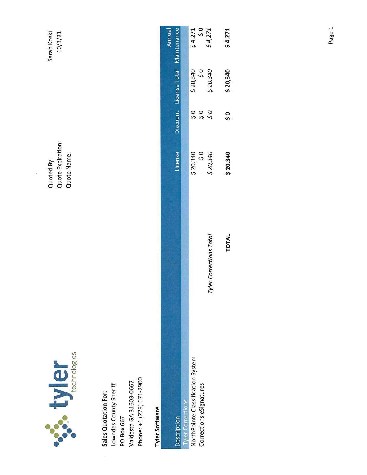 $20,340 for NorthPointe Classification System