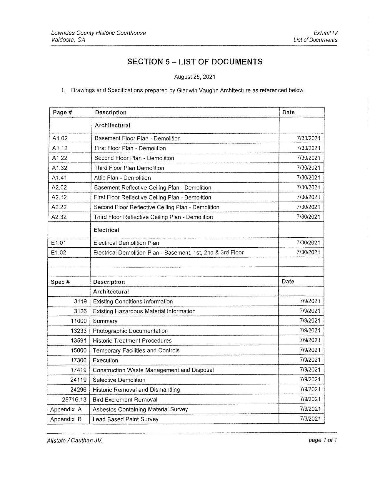 List of Documents