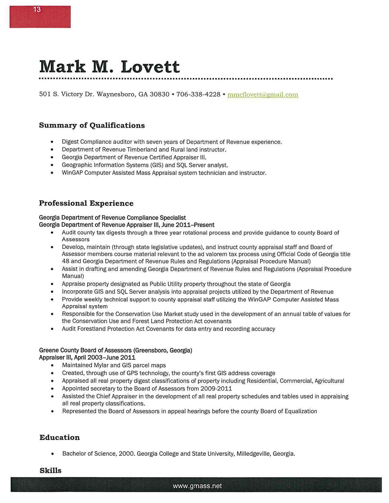 Resume: Mark M. Lovett