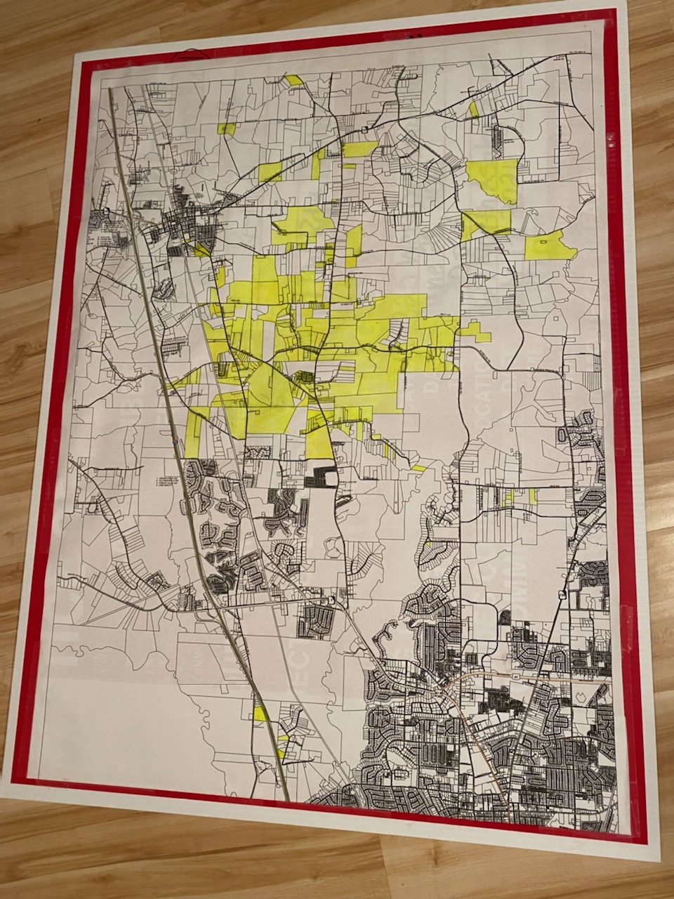 Map of landowners opposed to changing character areas, courtesy Brad Folsom