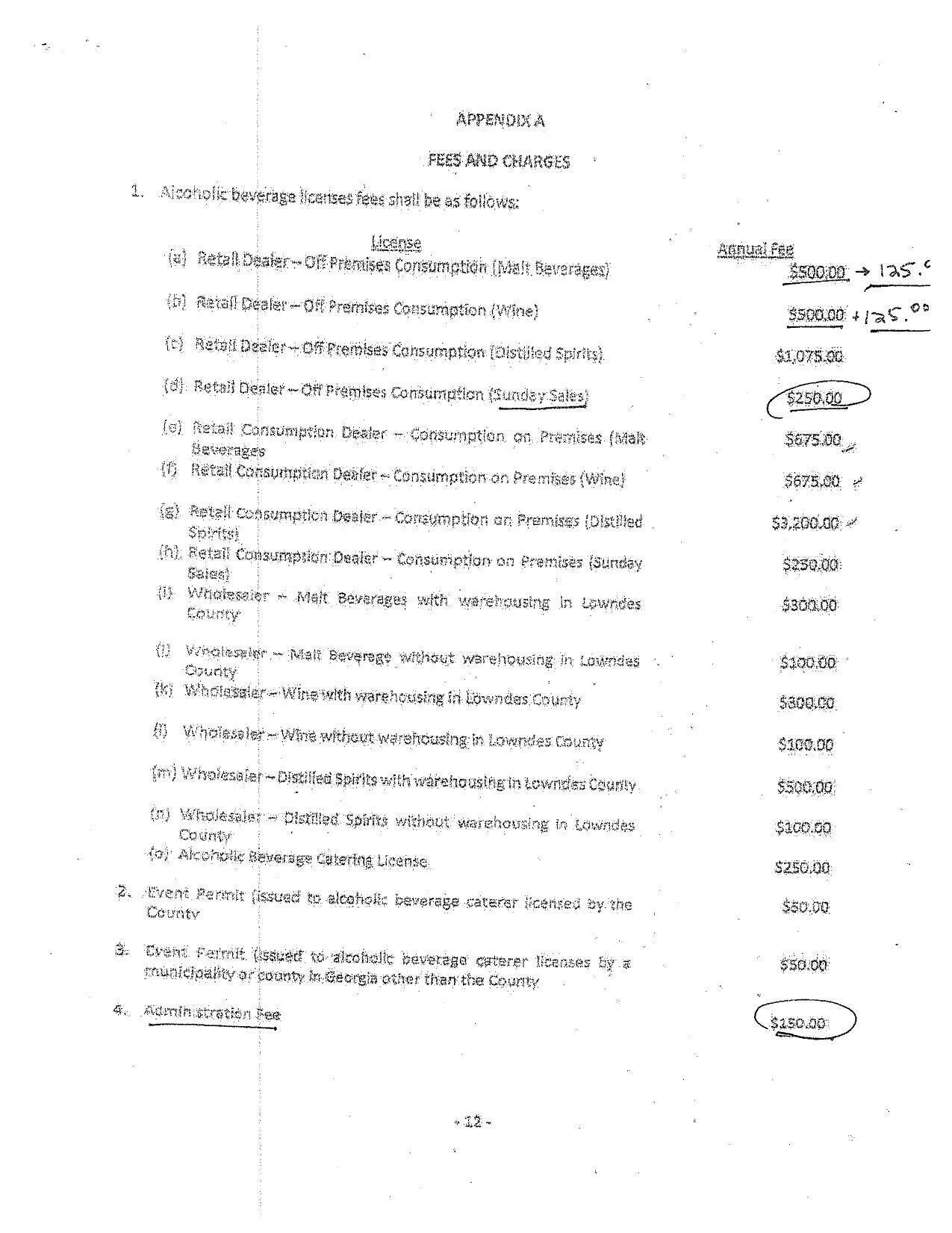 Fees and charges