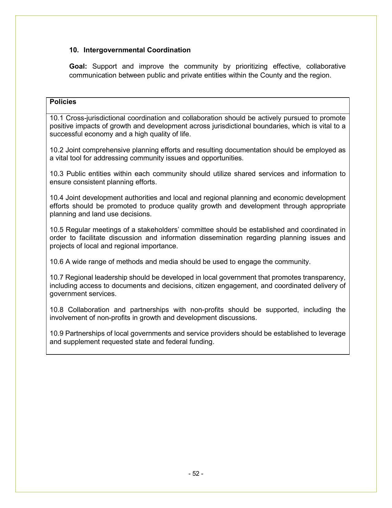 10. Intergovernmental Coordination