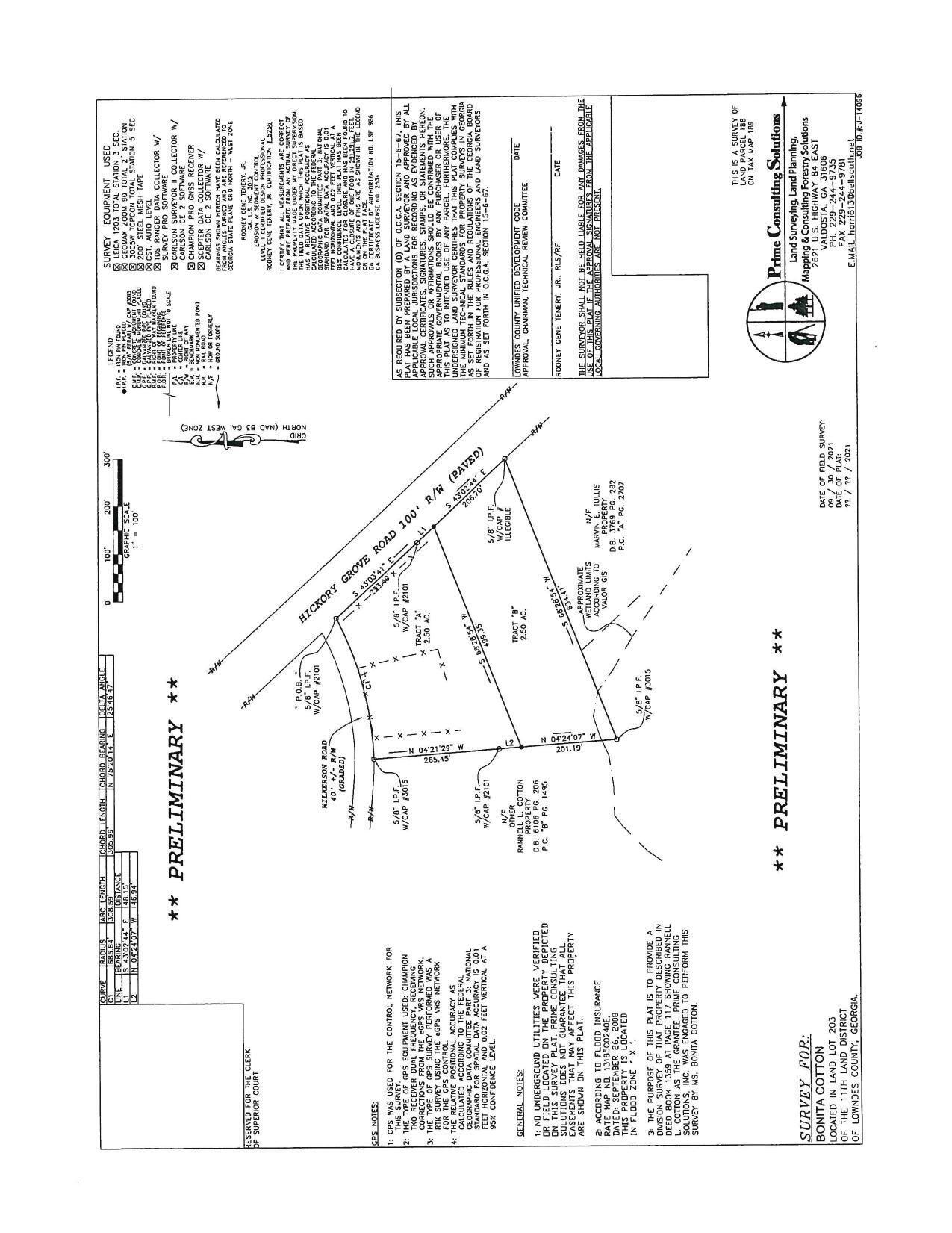 Preliminary survey plat