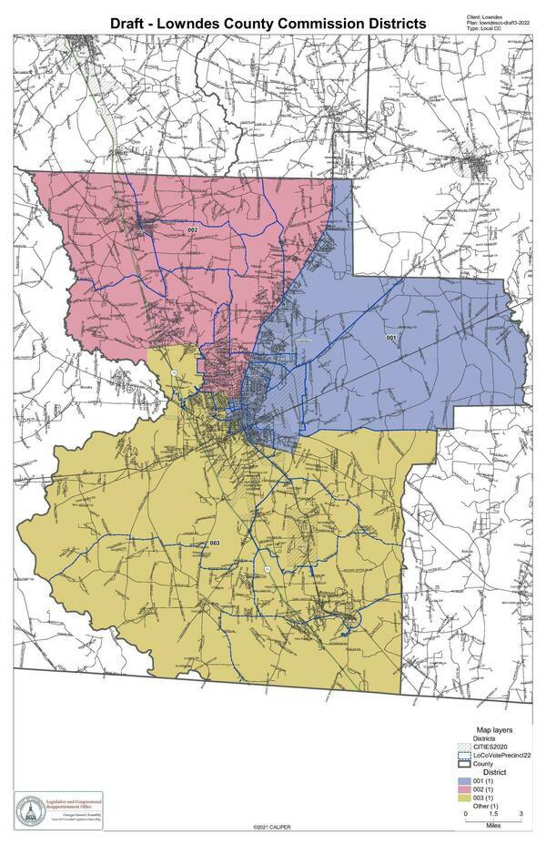 [Map: Districts 1, 2, and 3]