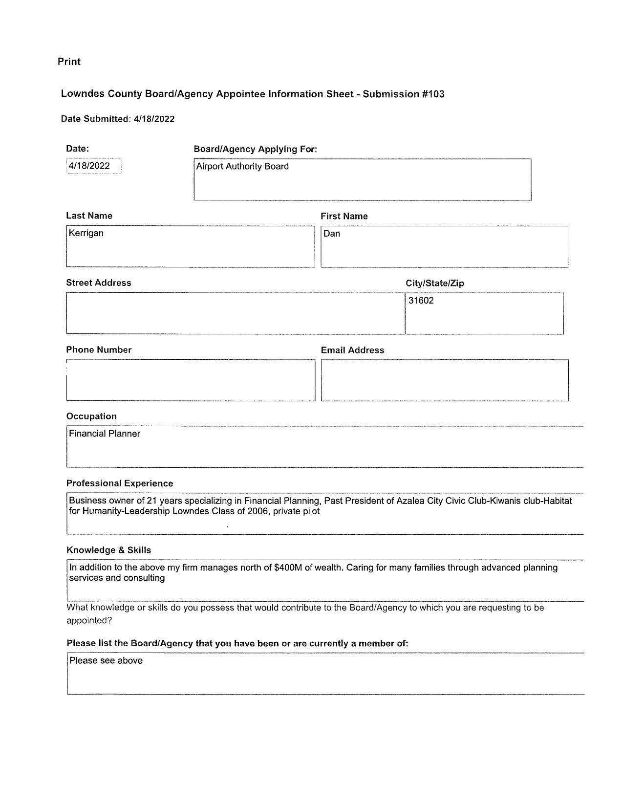 Dan Kerrigan application