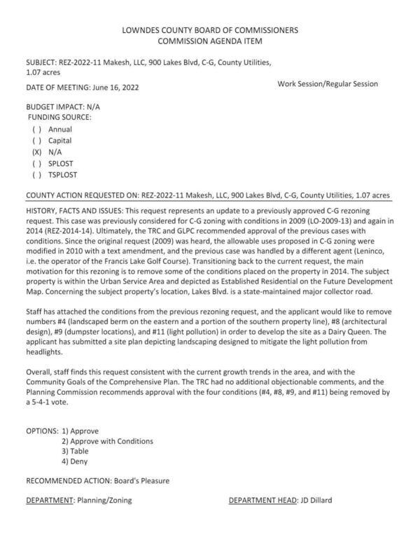 [Update to a previously approved C-G zoning request. GLPC voted 5:4:1 for approval with the four conditions being removed.]