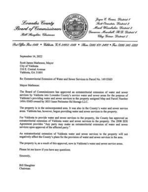 [Approval letter from Lowndes County to Valdosta]