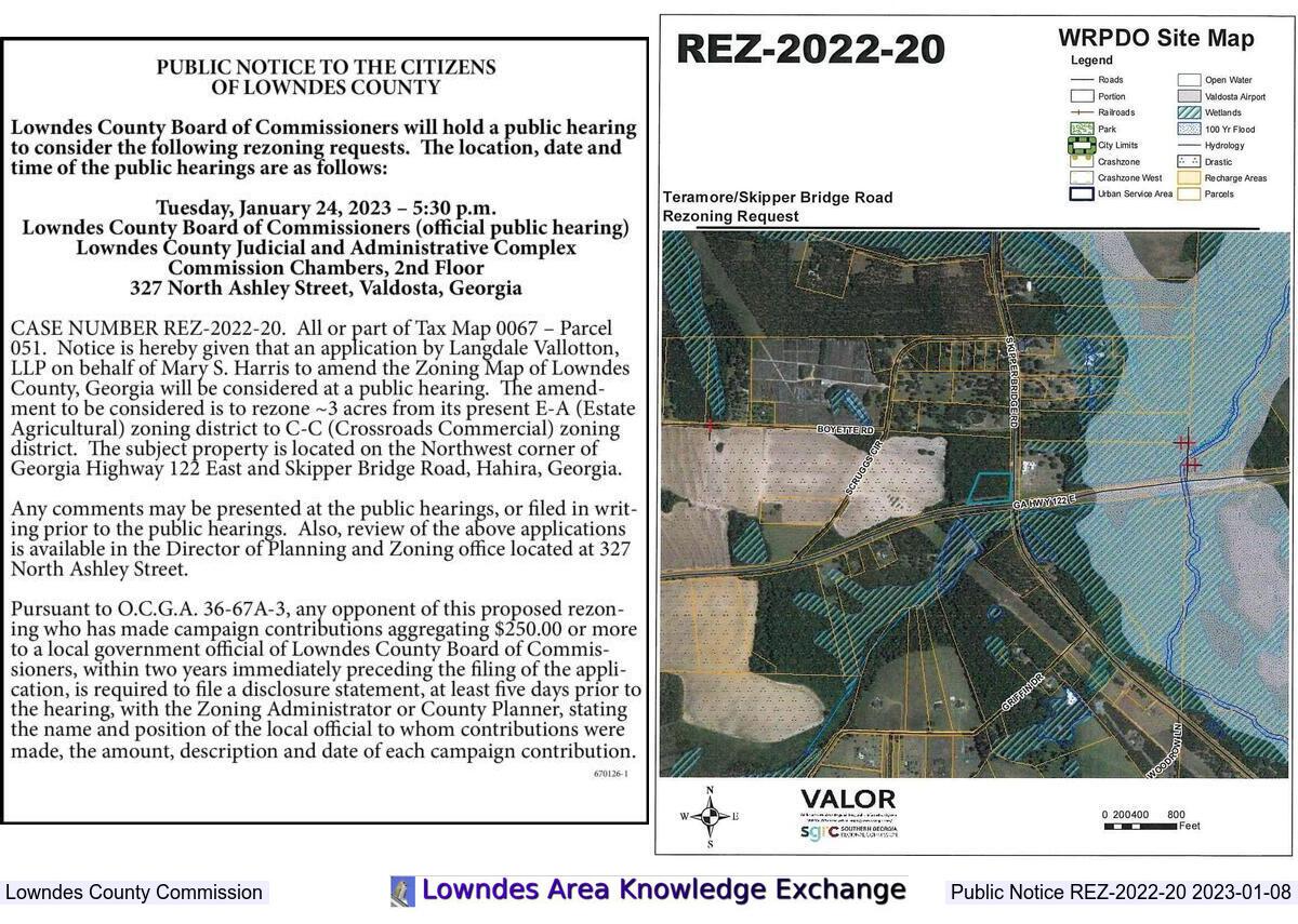 [Public Notice and Future Development Map, REZ-2022-20, GA 122 @ Skipper Bridge Road]