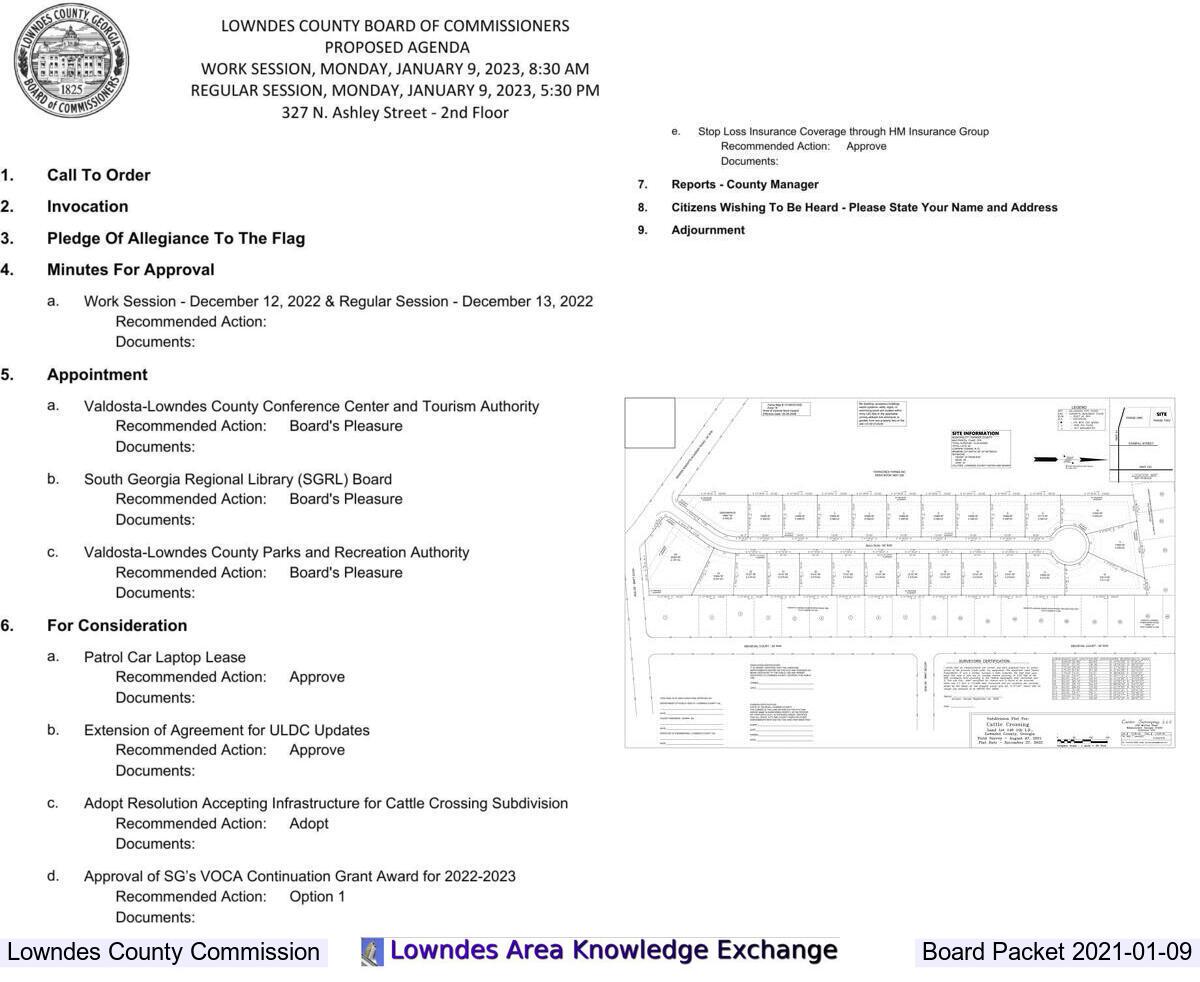 [Agenda, Cattle Crossing Subdivision infrastructure @ LCC 2023-01-09]