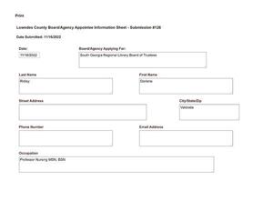 [Darlene Ridley application; Professor Nursing MSN, BSN.]