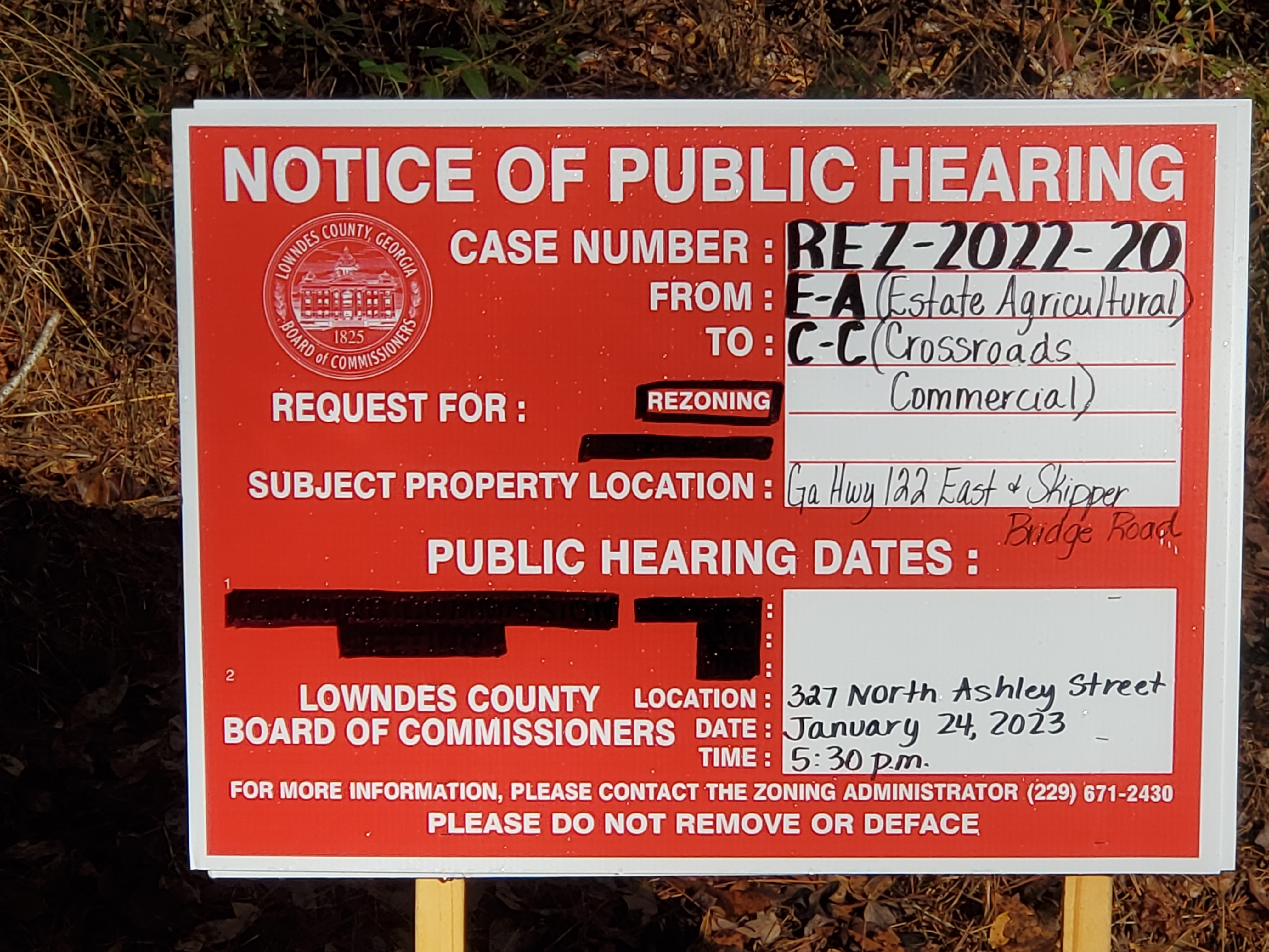 Notice of Public Hearing, REZ-2022-20, E-A to C-C, 2023-01-24