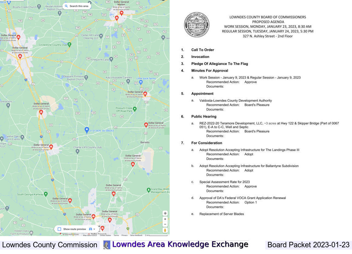 Agenda, Dollar General rezoning