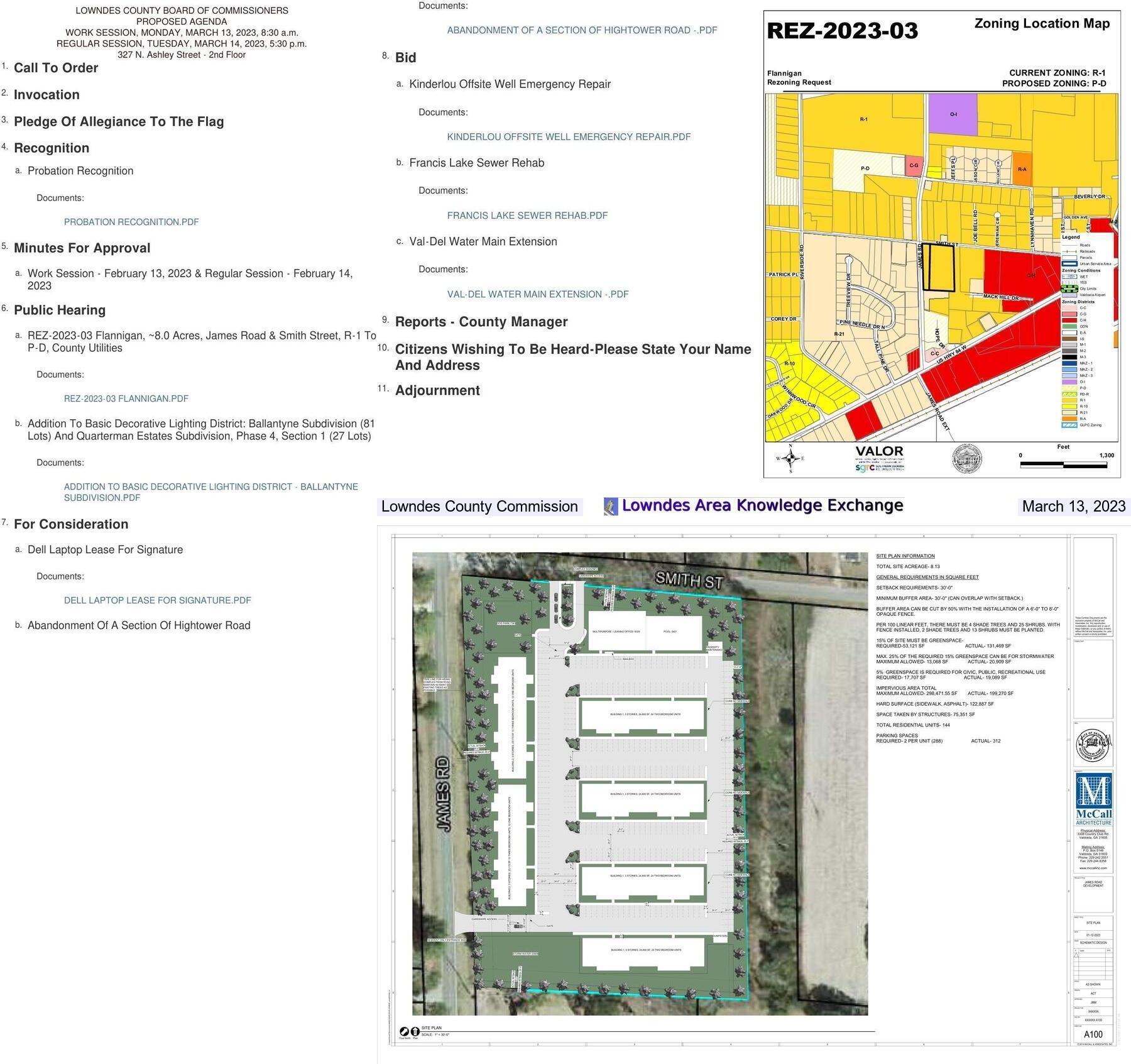 Agenda, James Road rezoning