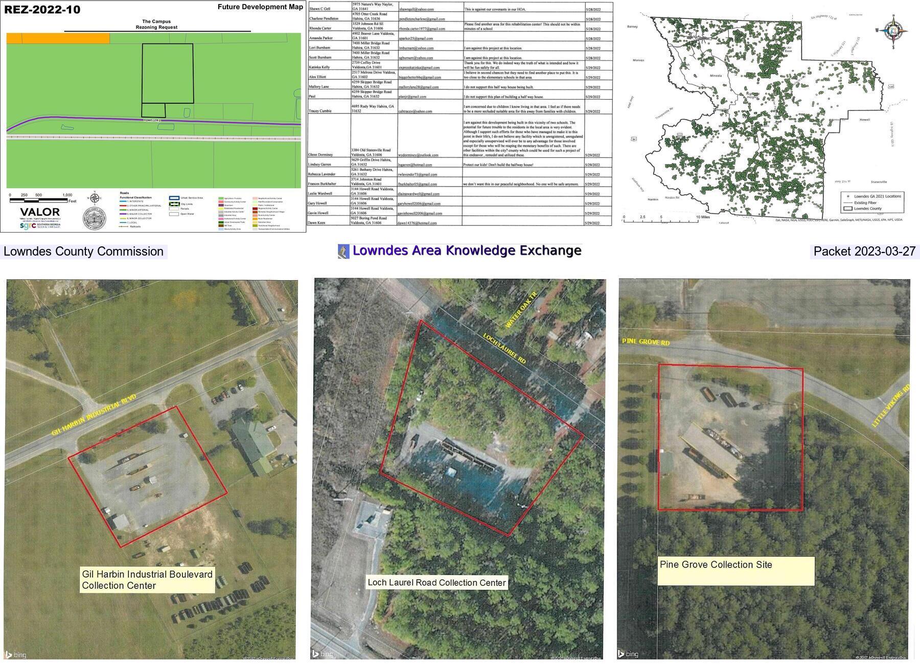 Howell Road rezoning, Trash colleciton centers, Windstream Broadband map @ LCC Packet 2023-03-27