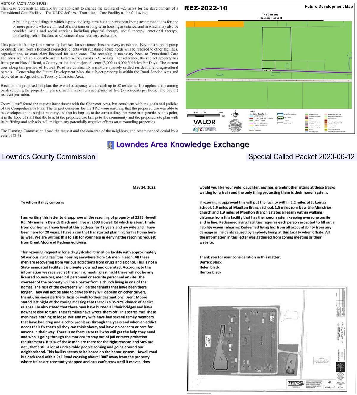 [impacts to the surrounding area, Future Development Map, letter of opposition, Campus Map, REZ-2022-10 The Campus Transitional Facility, 2193 Howell Road]