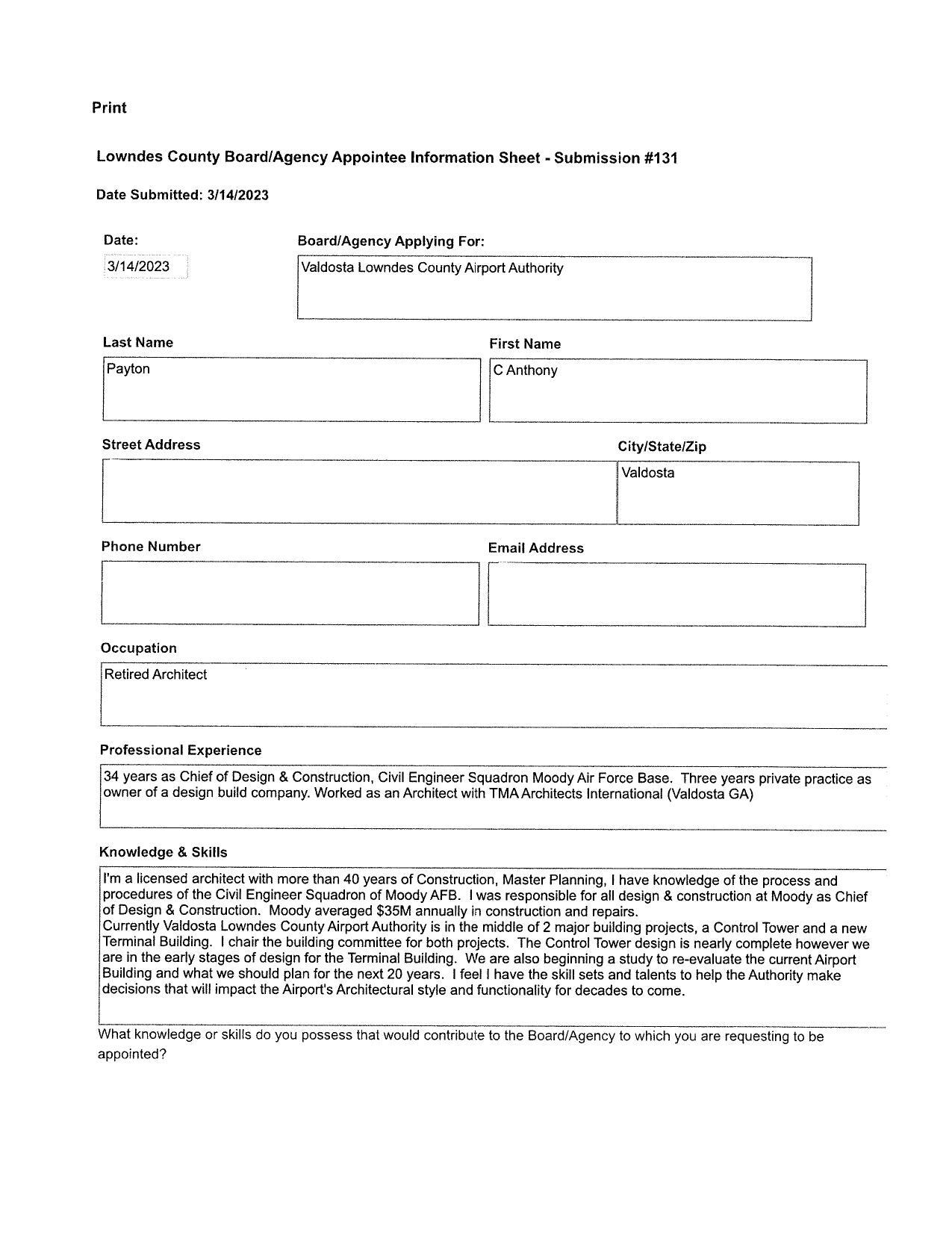 C Anthony Payton application