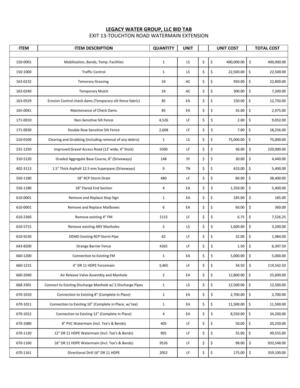 [LEGACY WATER GROUP, LLC BID TAB, EXIT 13-TOUCHTON ROAD WATERMAIN EXTENSION]