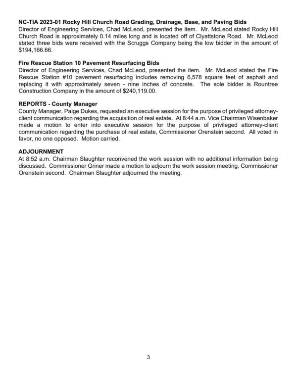 NC-TIA 2023-01 Rocky Hill Church Road Grading, Drainage, Base, and Paving Bids