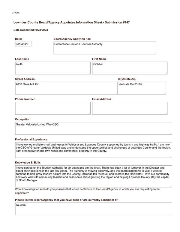 Michael Smith application