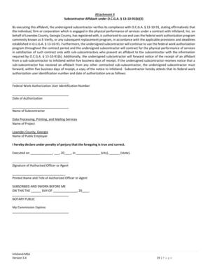 [required by O.C.G.A. § 13-10-91(b). Additionally, the undersigned subcontractor will forward notice of the receipt of an affidavit]