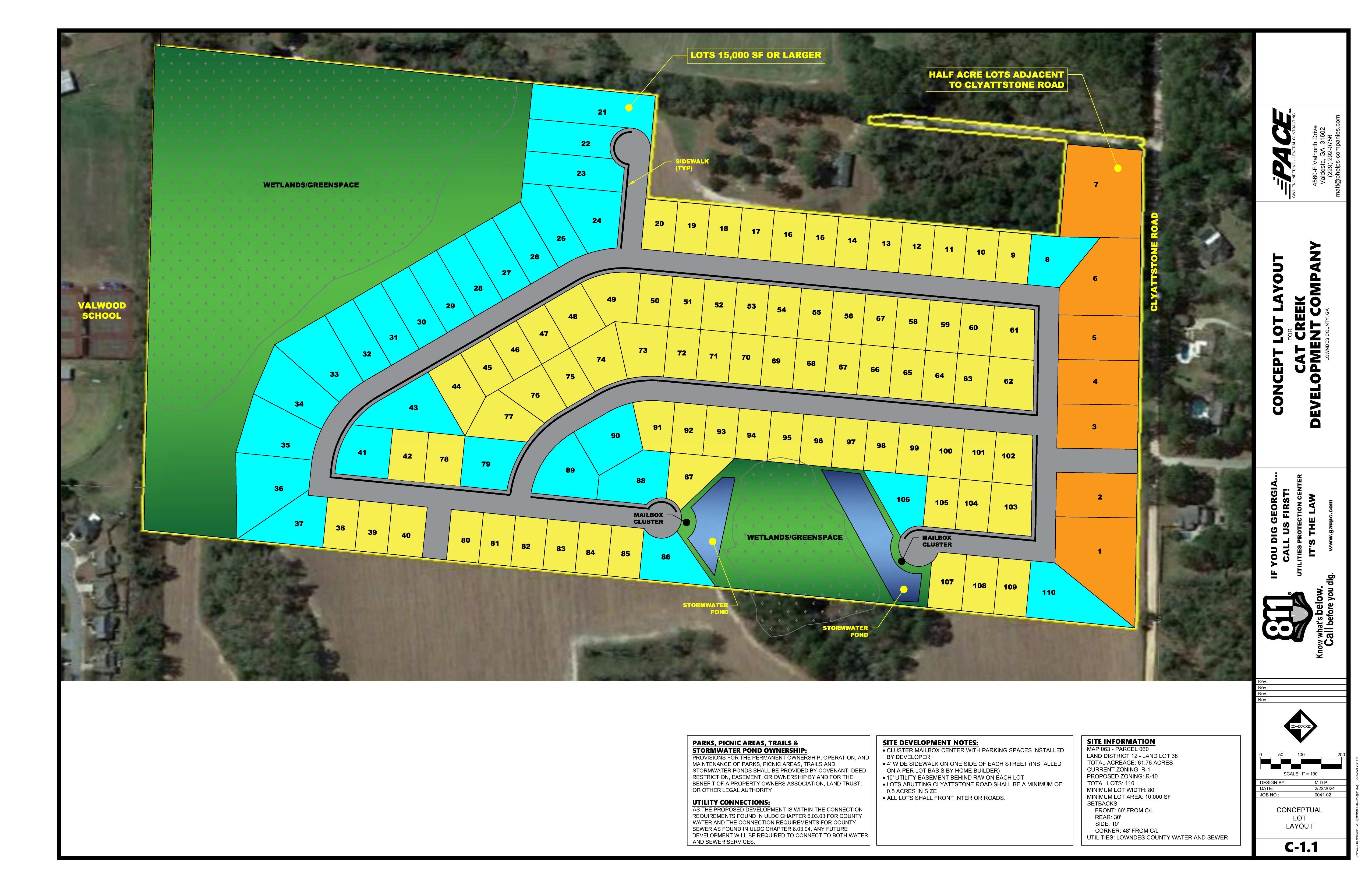 CONCEPT LOT LAYOUT for CAT CREEK DEVELOPMENT COMPANY