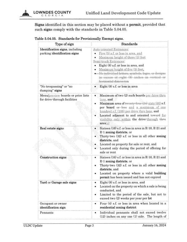 Table 5.04.05. Standards for Provisionally Exempt Signs