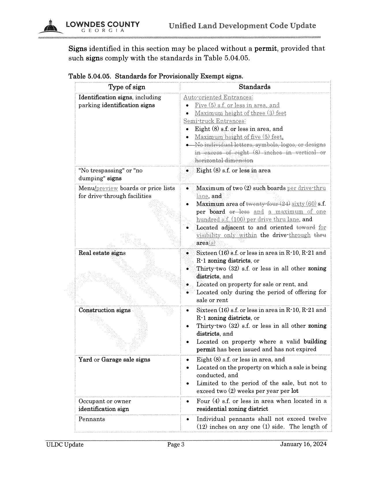 Table 5.04.05. Standards for Provisionally Exempt Signs