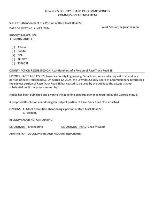 [BUDGET IMPACT: N/A They didn't say why, but apparentlly it's because of the Southern Gateway subdivision.]