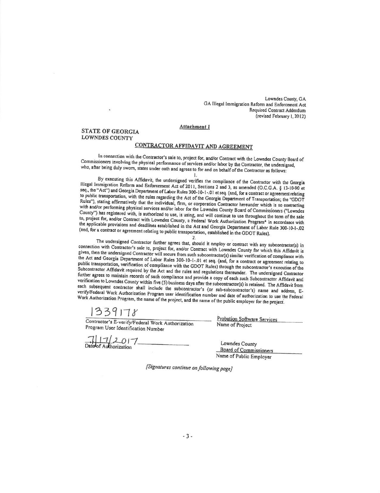 CONTRACTOR AFFIDAVIT AND AGREEMENT