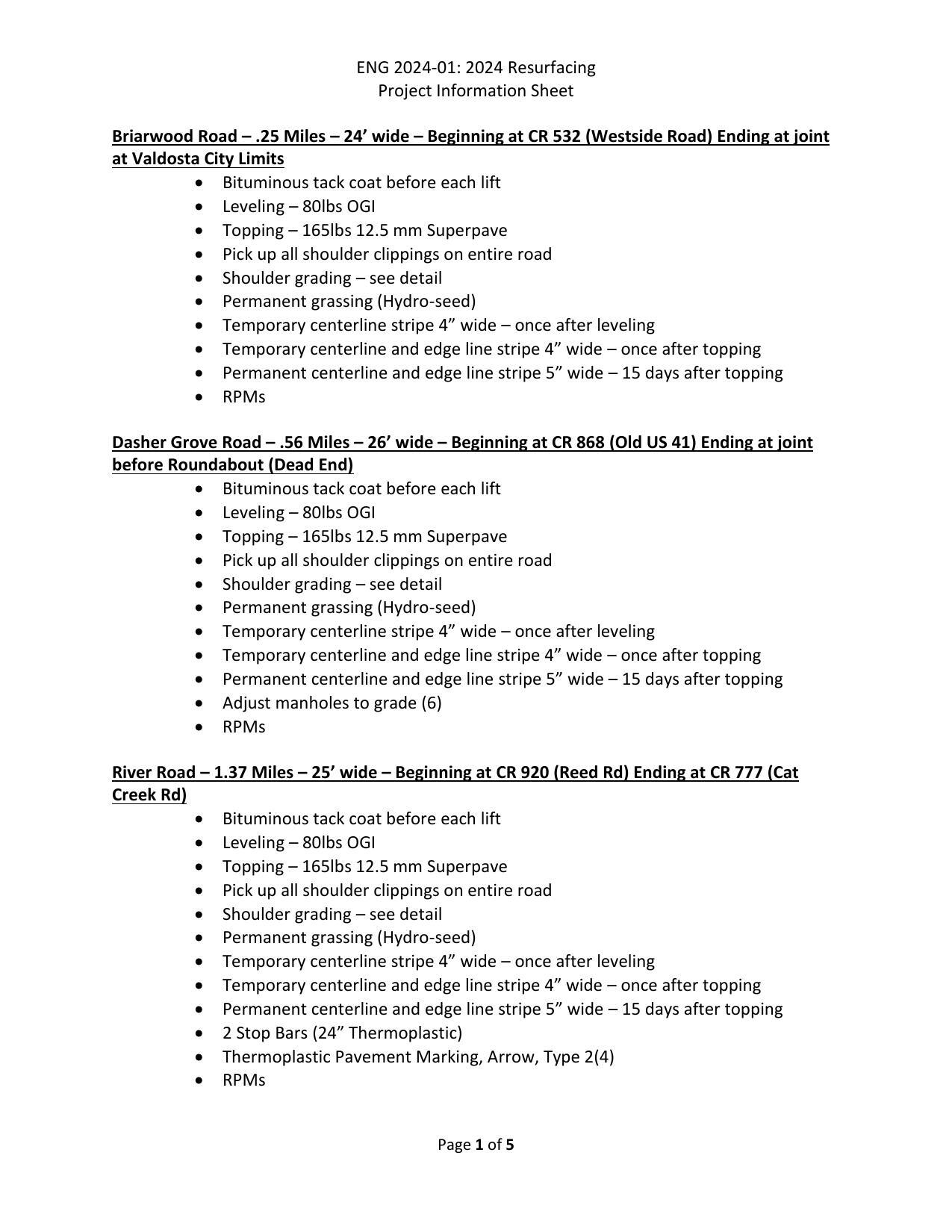 ENG 2024-01: 2024 Resurfacing Project Information Sheet